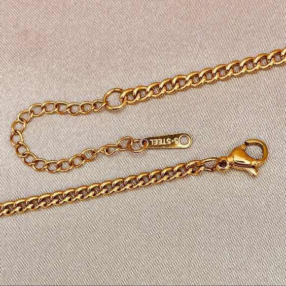 18K Gold Lucky Eye Blue Tear Charm Cubic Zirconia Design Curb Chain Necklace - Picture 7 of 13